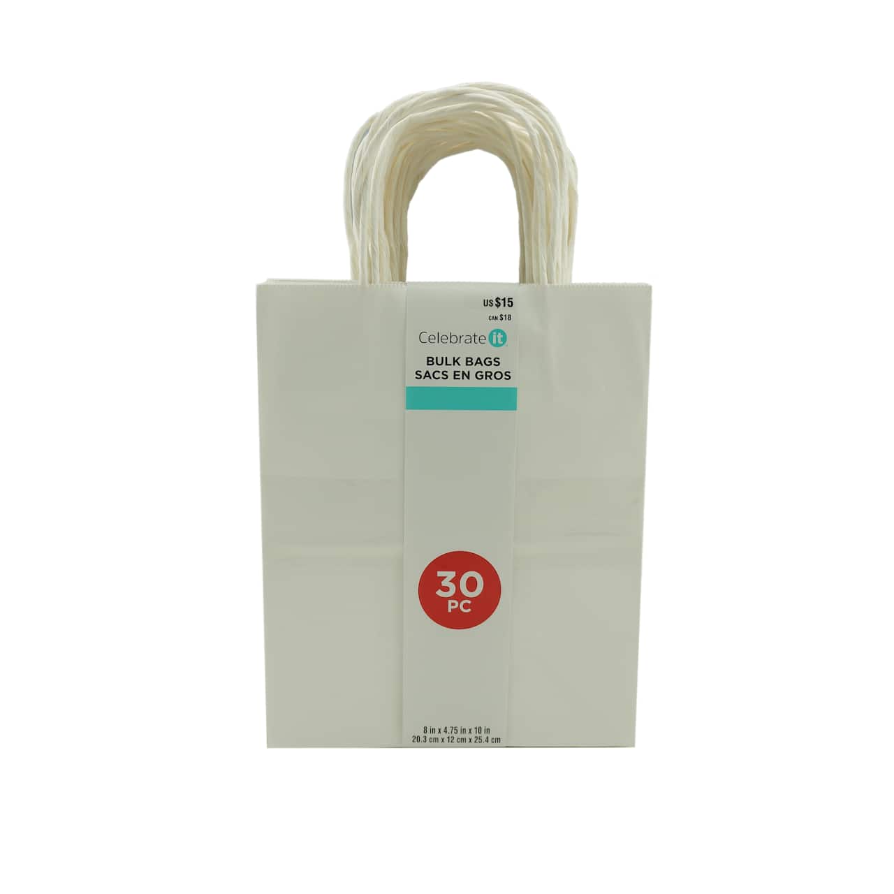 6 Packs: 30 ct. (180 total) Medium White Paper Gift Bags by Celebrate It™